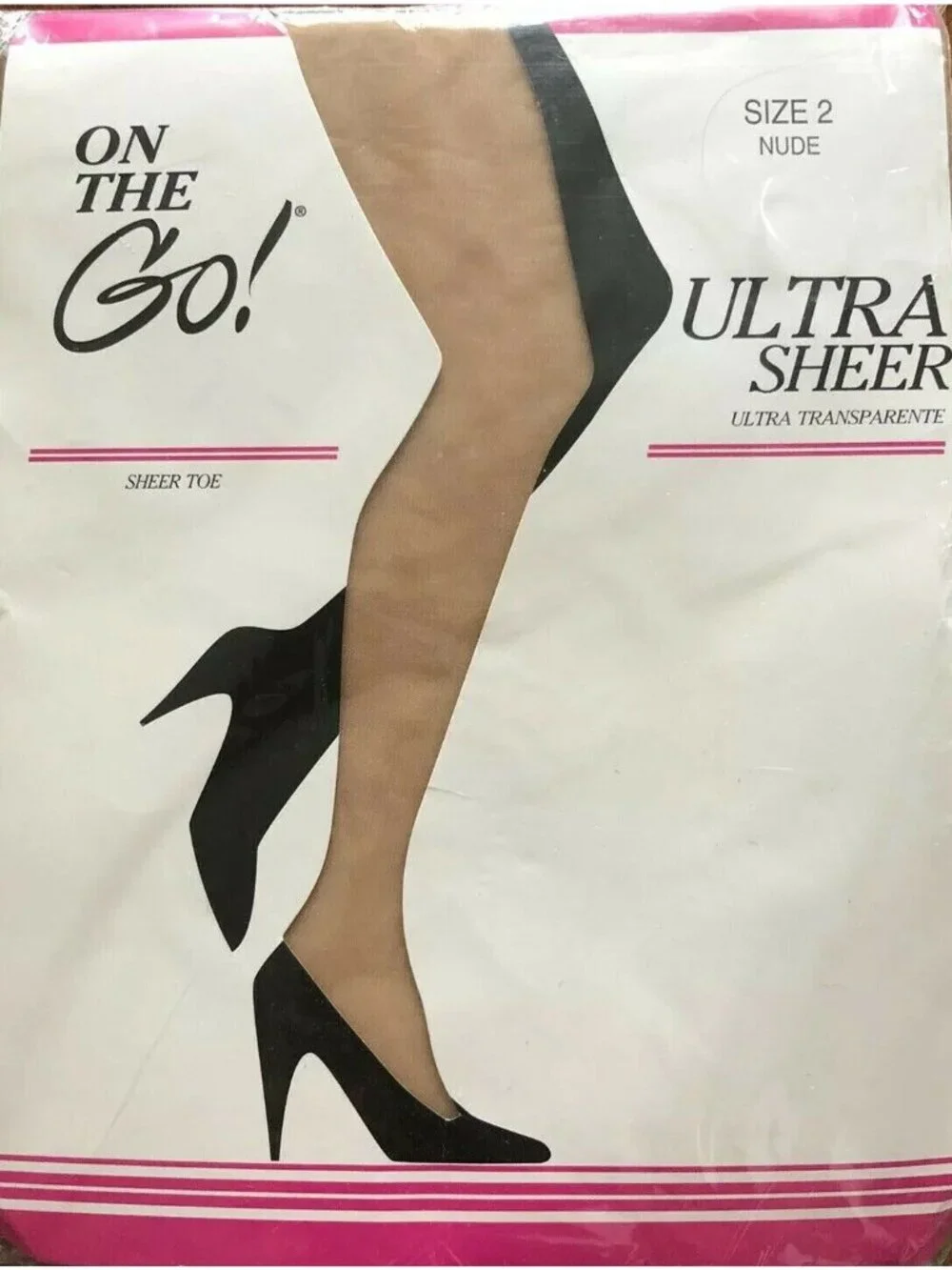 (1) Pair Vintage On the Go! Pantyhose Ultra Sheer Toe Size 2 Nude OYG-1